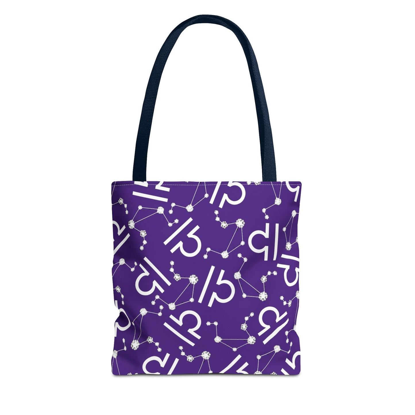Tote Bag, Libra Zodiac Sign, AOP, (Purple, White)