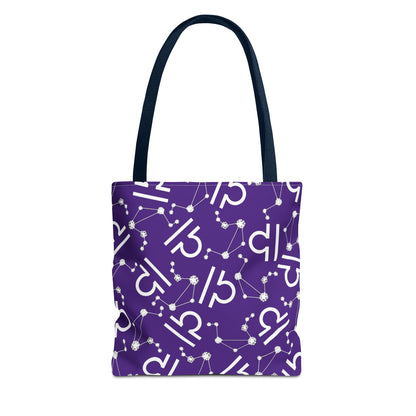 Tote Bag, Libra Zodiac Sign, AOP, (Purple, White)