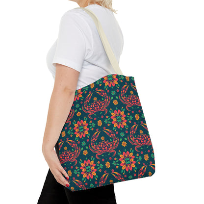 Tote Bag (AOP), Cancer, Zodiac v2, Flower Pattern