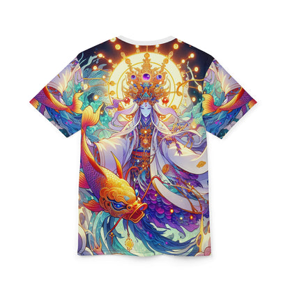 Unisex Cut & Sew T-Shirt (AOP), Guardian Duo, Pisces Zodiac Design, Regular fit, 100% Polyester