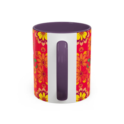 Accent Coffee Mug, Leo, Zodiac v4, Flower Pattern, (11, 15oz)