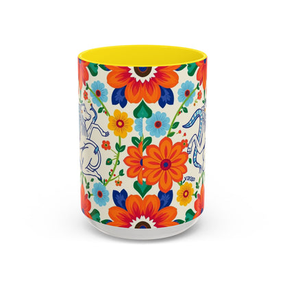 Accent Coffee Mug, Virgo, Zodiac v2. Flower Pattern, (11, 15oz)