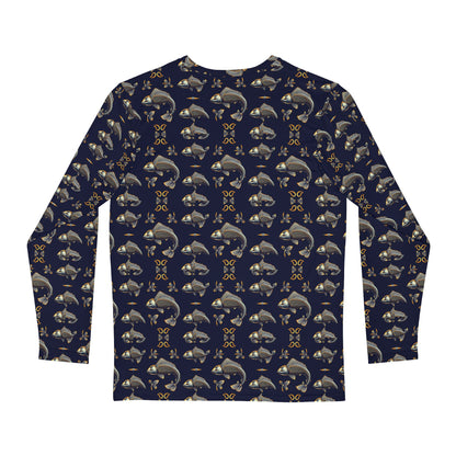 Men's Long Sleeve Shirt, (AOP), Pisces, Zodiac, Pattern