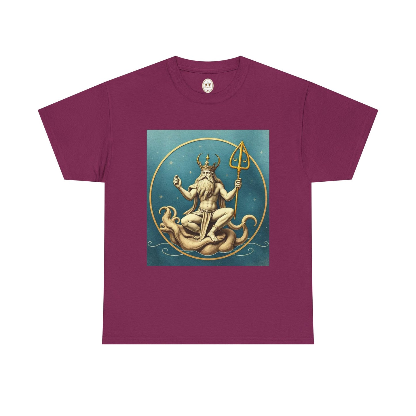 Unisex Heavy Cotton T-Shirt, Aquarius God 3v, Zodiac Design