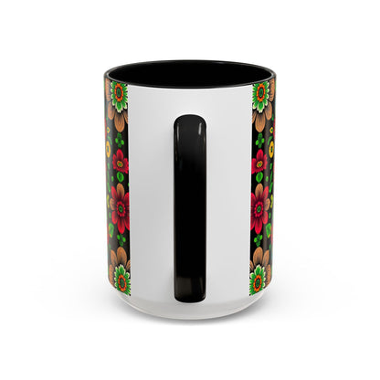 Accent Coffee Mug, Gemini, Zodiac v4, Flower Pattern, (11, 15oz)