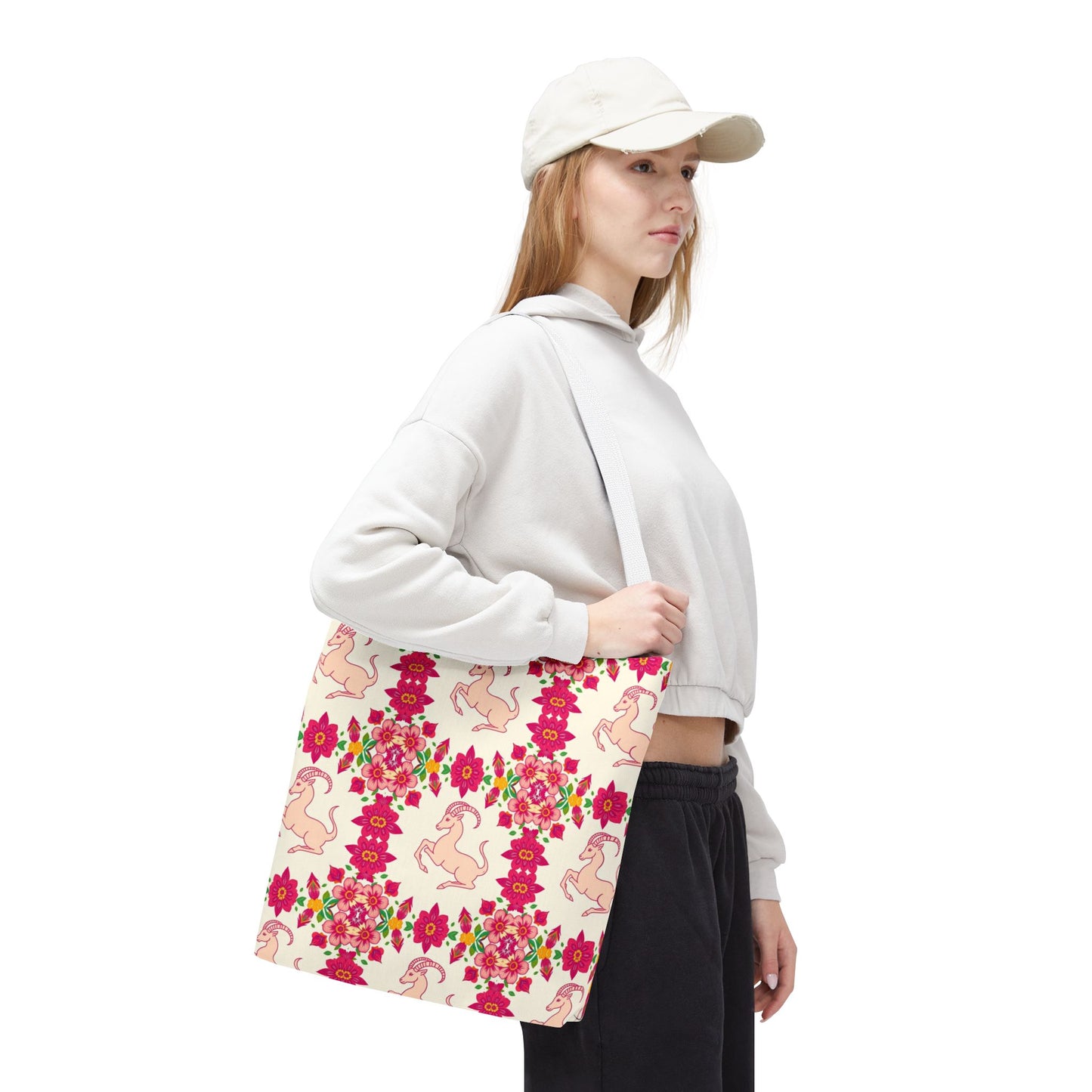 Tote Bag (AOP), Capricorn, Zodiac, Flower Pattern