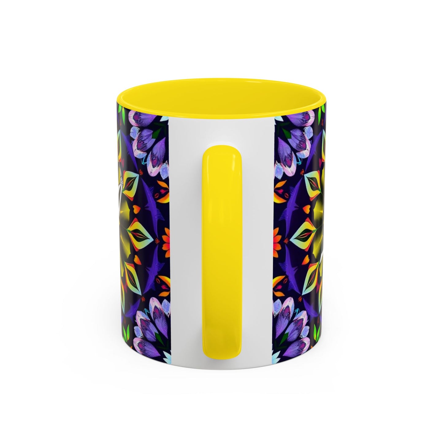 Accent Coffee Mug, Sagittarius, Zodiac v1. Flower Pattern, (11, 15oz)