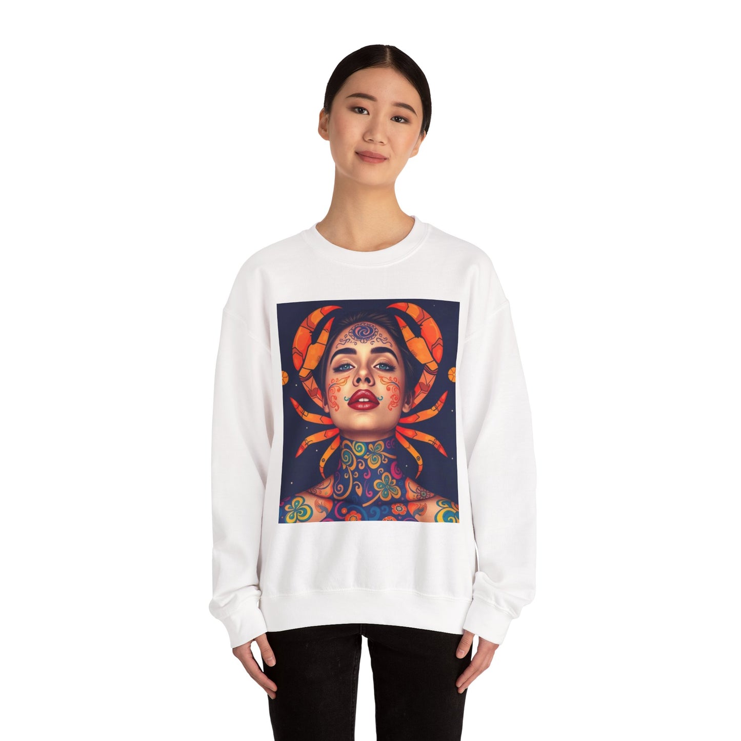 Unisex Heavy Blend™ Crewneck Sweatshirt, Cancer, Zodiac v1, Sexy Pattern