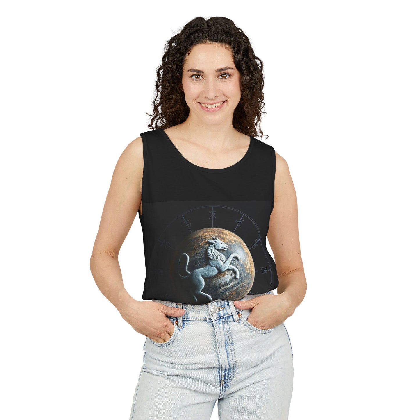 Unisex Garment-Dyed, Tank Top, Aquarius Design, Planet Animal, 100% Ringspun US cotton
