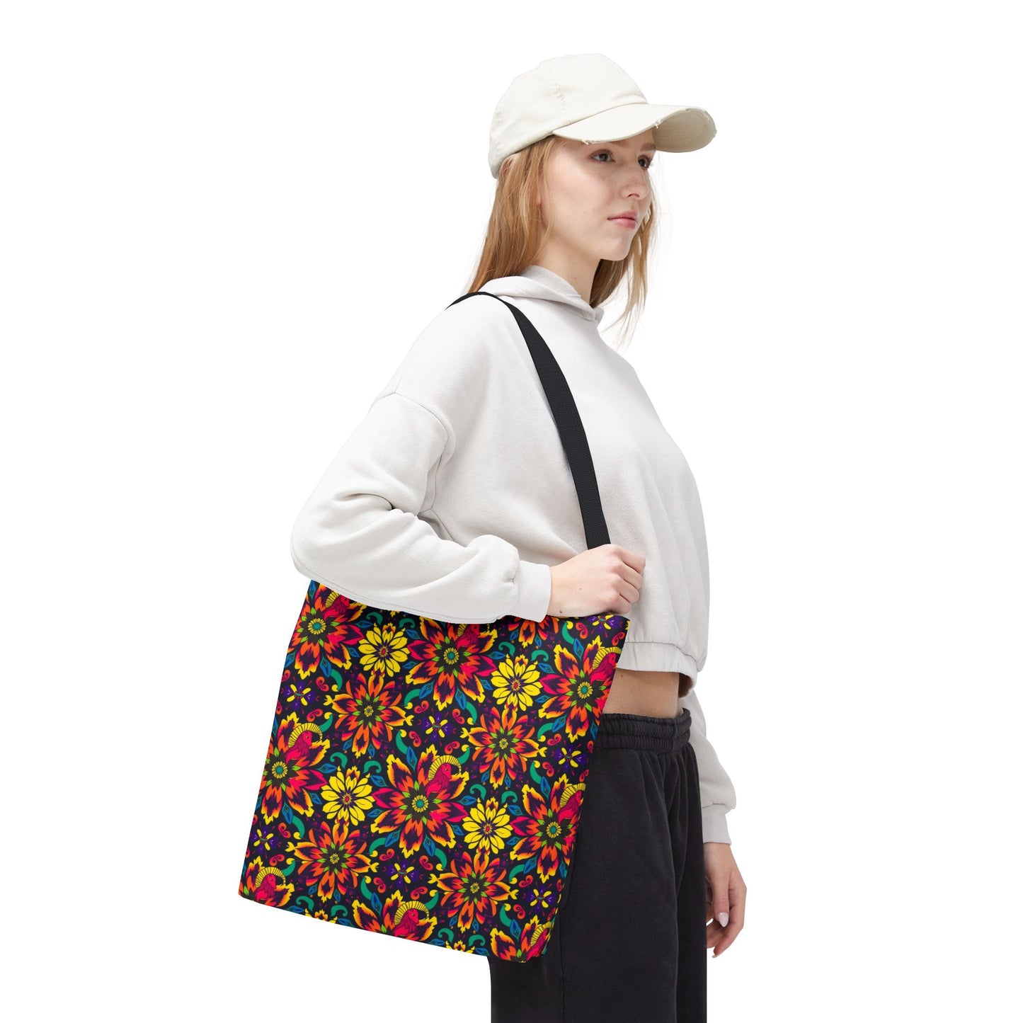 Tote Bag, (AOP), Capricorn, Zodiac, Flower Pattern