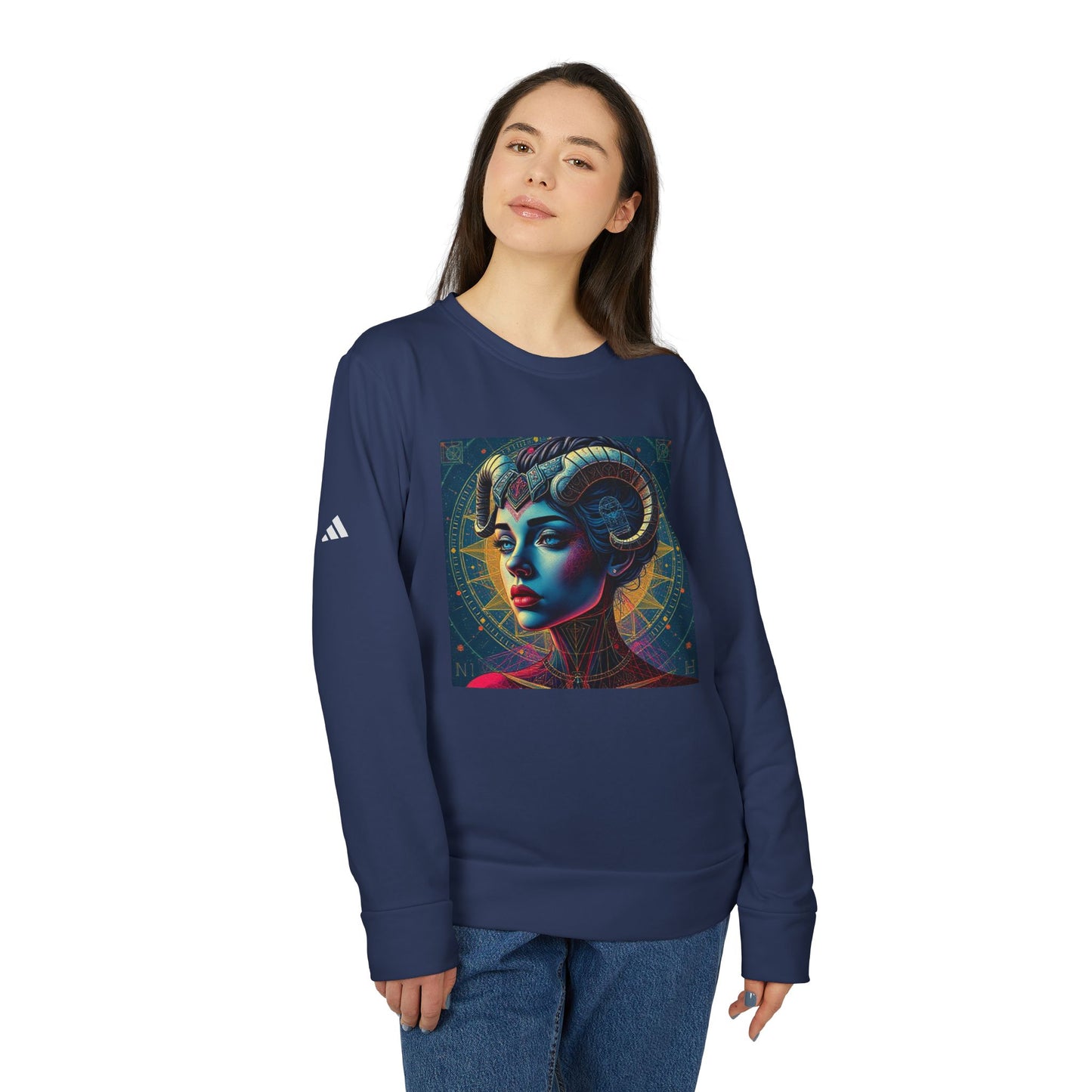 Adidas, Unisex Fleece Crewneck Sweatshirt, Aries, Pop Art, Zodiac