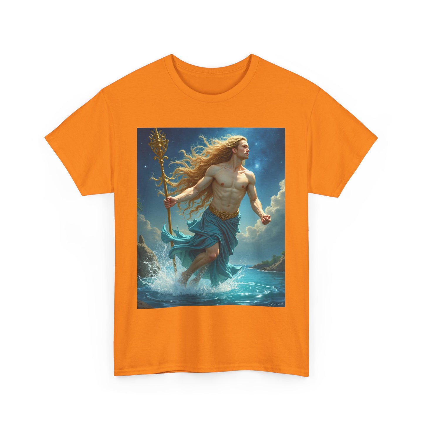 Unisex Heavy Cotton T-Shirt, Realistic, Aquarius Zodiac Design