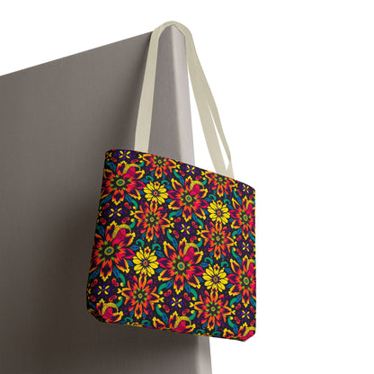 Tote Bag, (AOP), Capricorn, Zodiac, Flower Pattern