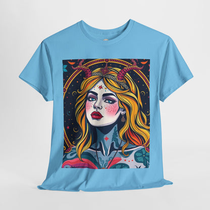 Unisex Heavy Cotton T-Shirt, Virgo, Zodiac v2, Sexy Art