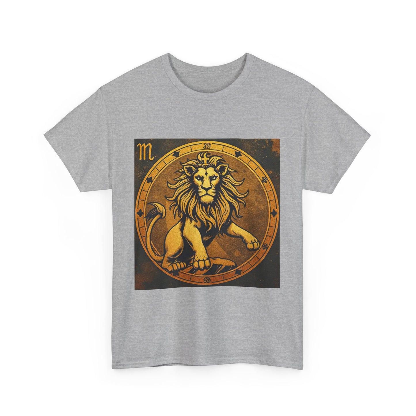 Unisex Heavy Cotton T-Shirt, Gold Lion, Leo Zodiac Design