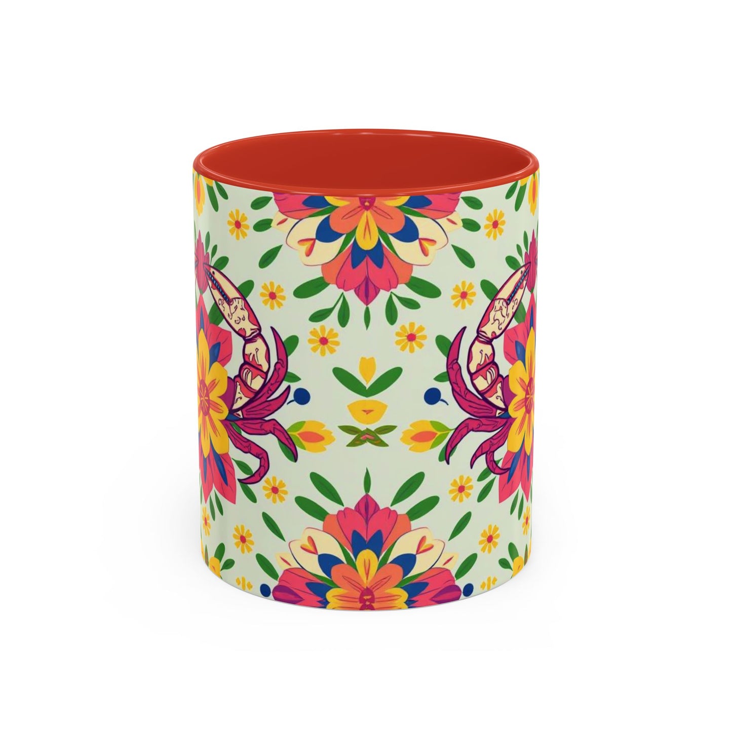 Accent Coffee Mug, Cancer, Zodiac v3, Flower Pattern, (11, 15oz)