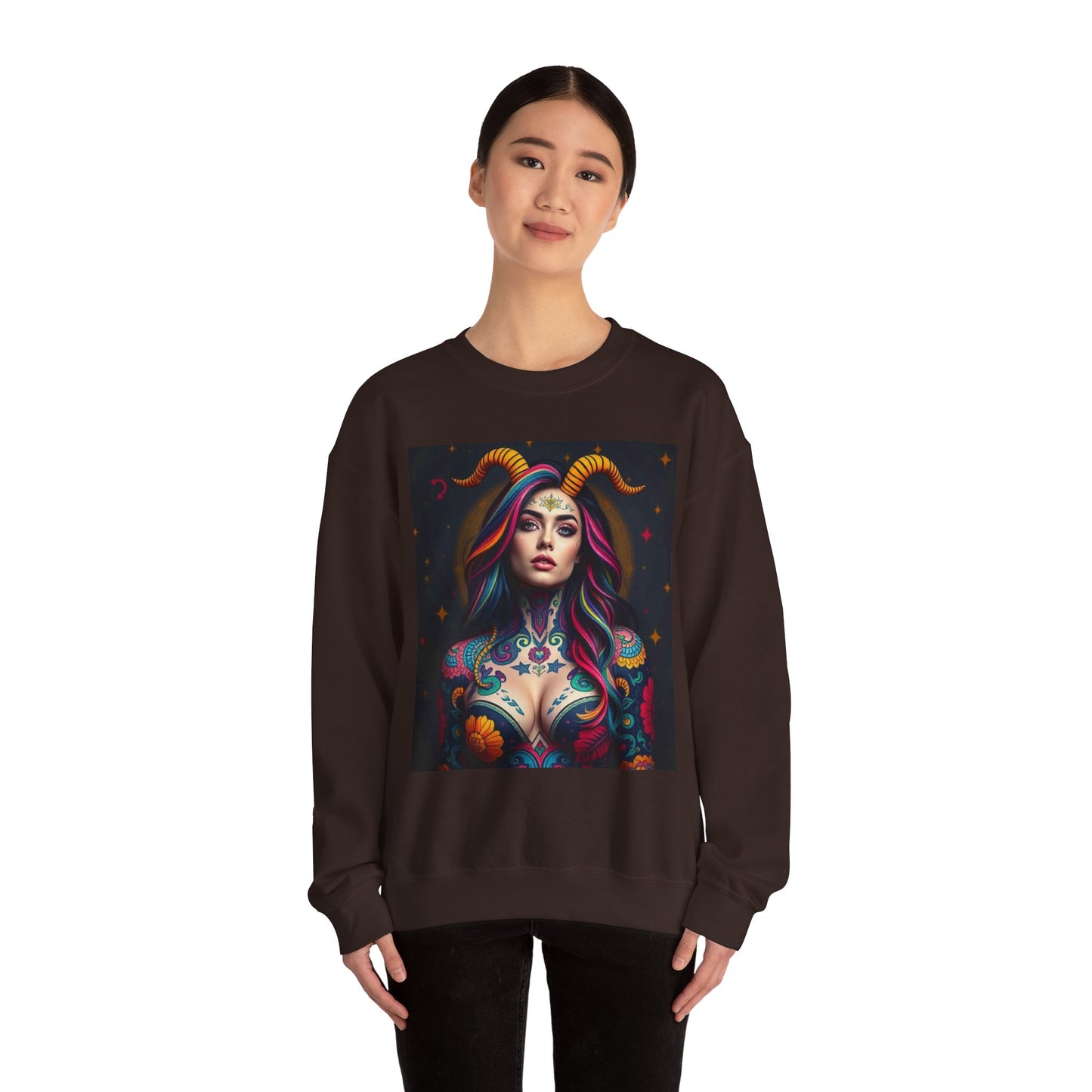 Unisex Heavy Blend™ Crewneck Sweatshirt, Capricorn, Zodiac v3, Sexy Pattern