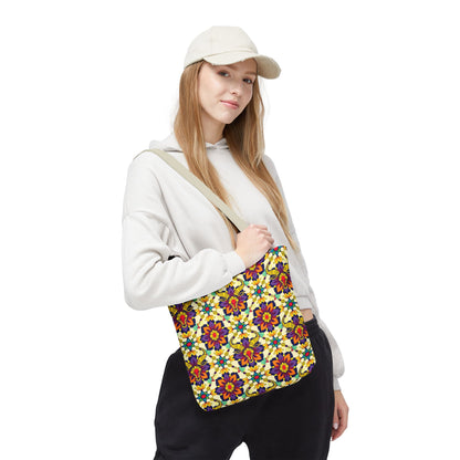 Tote Bag, (AOP), Taurus, Zodiac v5, Flower Pattern