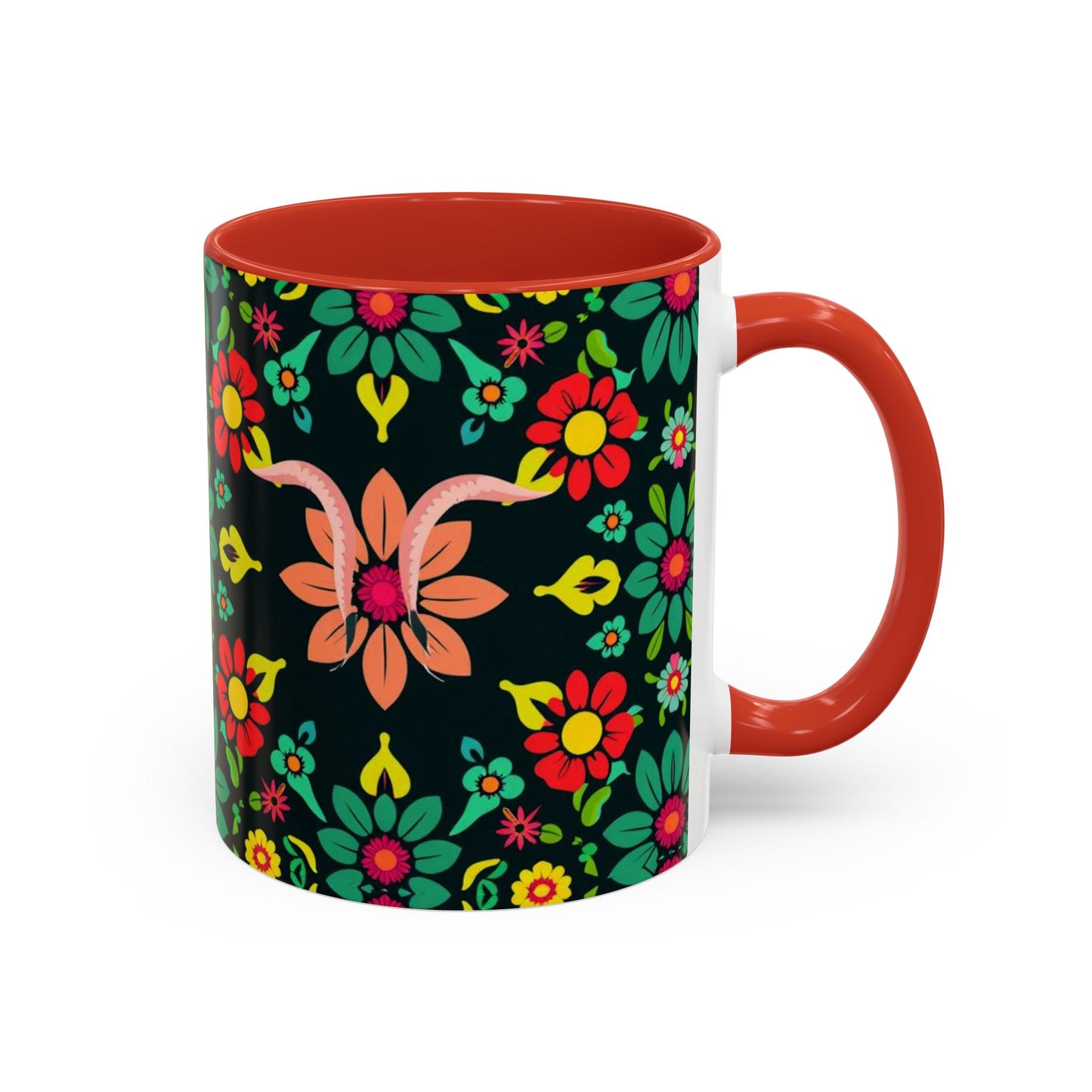 Accent Coffee Mug, Aquarius, Zodiac v4, Flower Pattern, (11, 15oz)
