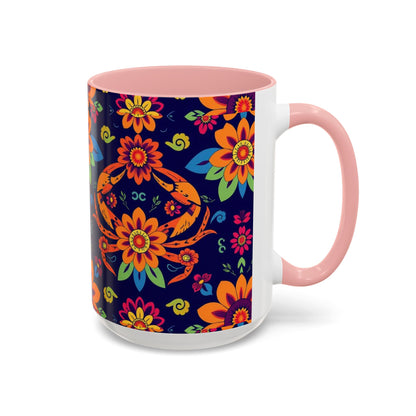 Accent Coffee Mug, Cancer, Zodiac, Flower Pattern, (11, 15oz)