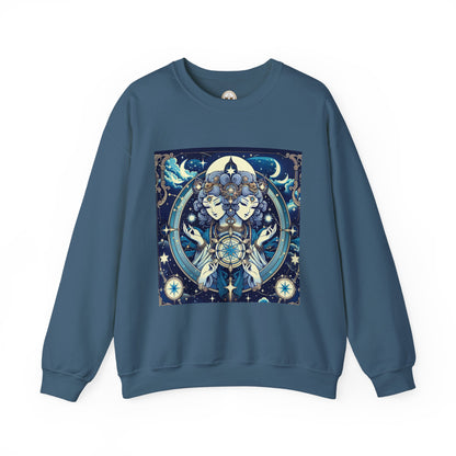 Unisex Heavy Blend™ Crewneck Sweatshirt,Twin Body, Gemini Zodiac Design