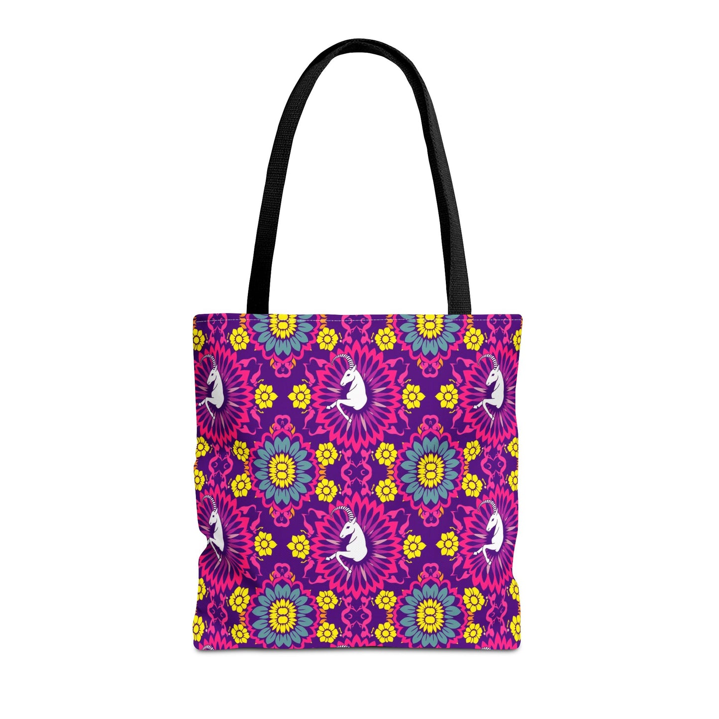 Tote Bag, (AOP), Capricorn, Zodiac v5, Flower Pattern