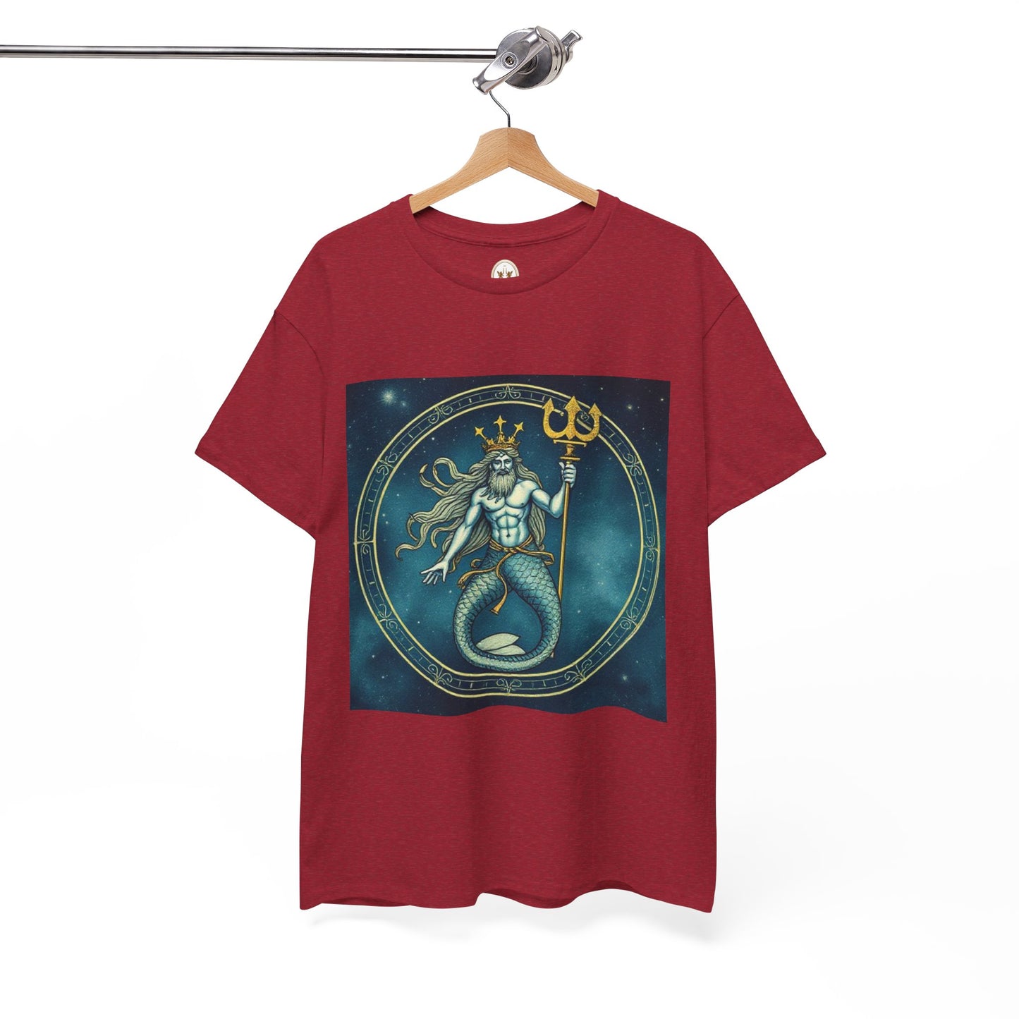 Unisex Heavy Cotton T-Shirt, Aquarius God 6v, Zodiac Design