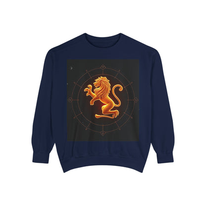 Garment-Dyed Sweatshirt, Unisex, Space Animal Design v1, Leo