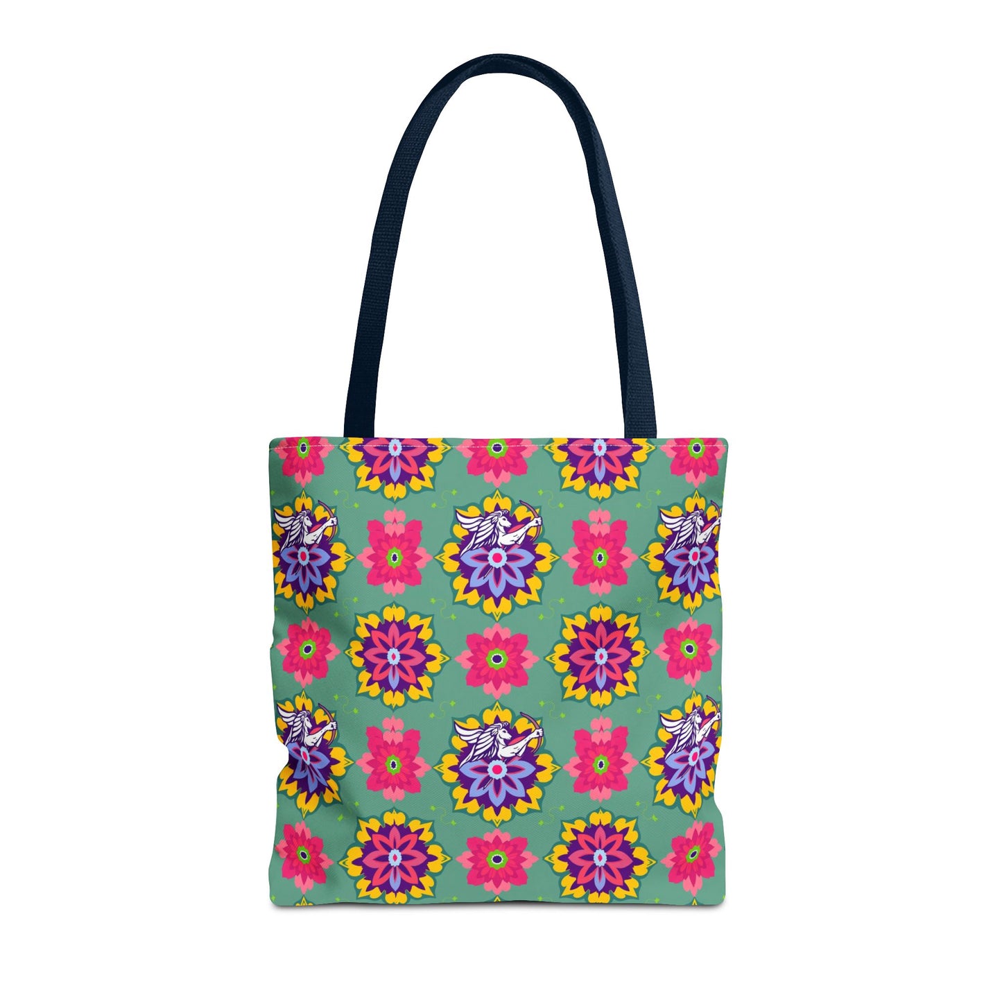 Tote Bag, (AOP), Sagittarius, Zodiac v4, Flower Pattern