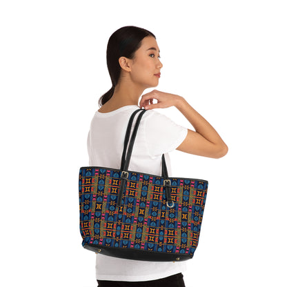 Leather Shoulder Bag, Gemini, Zodiac, Shapes Pattern
