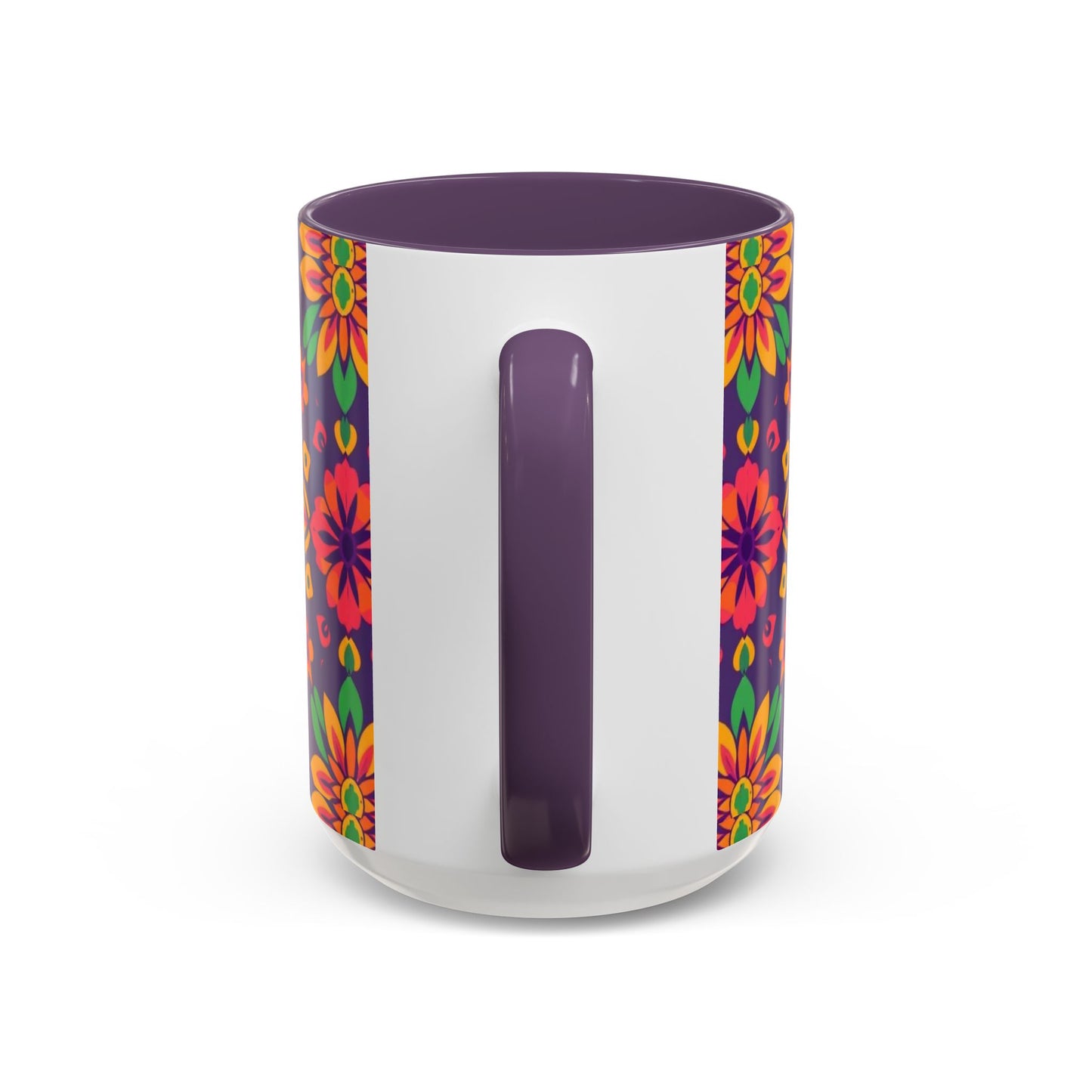 Accent Coffee Mug, Aquarius, Zodiac v2, Flower Pattern, (11, 15oz)