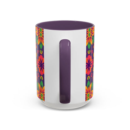 Accent Coffee Mug, Aquarius, Zodiac v2, Flower Pattern, (11, 15oz)