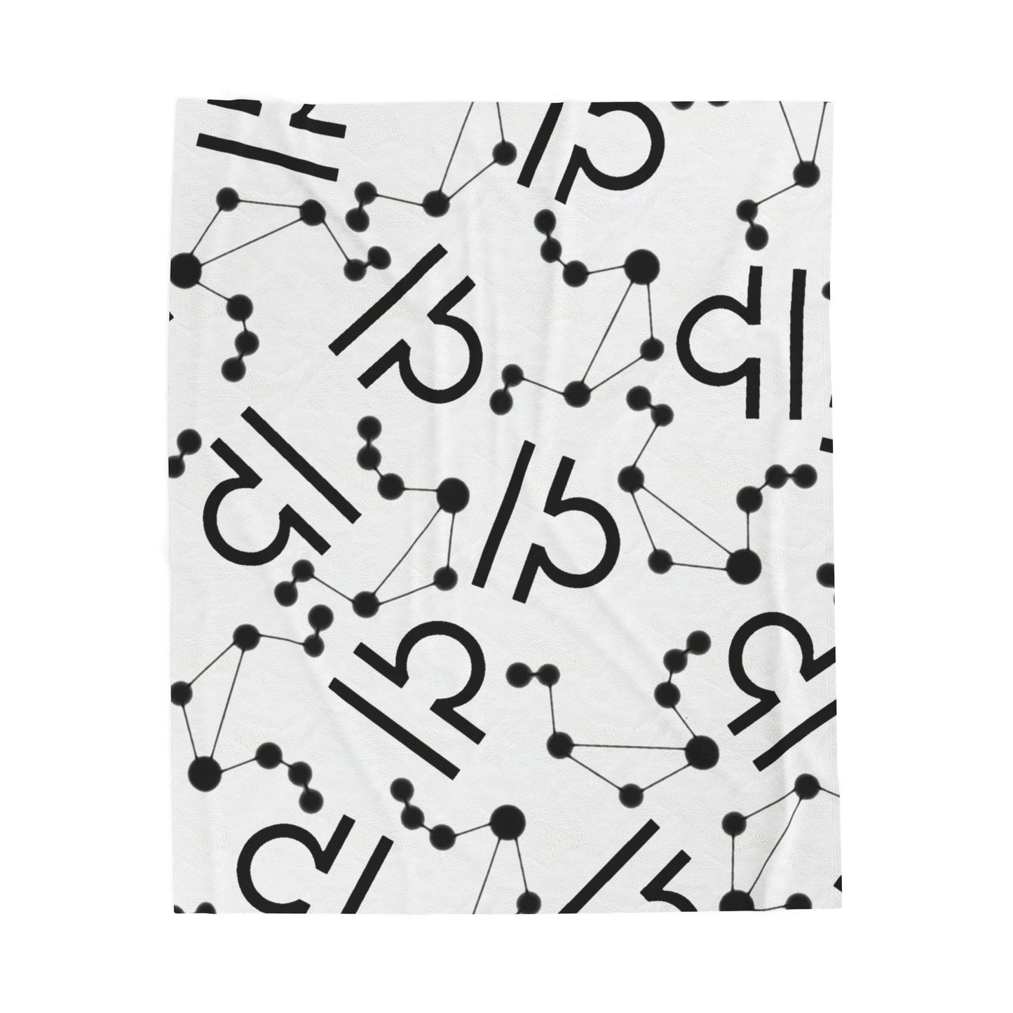 Velveteen Plush Blanket, Libra Zodiac Sign, Constellation & Symbol, White, 100% polyester