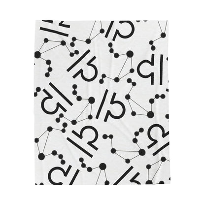 Velveteen Plush Blanket, Libra Zodiac Sign, Constellation & Symbol, White, 100% polyester