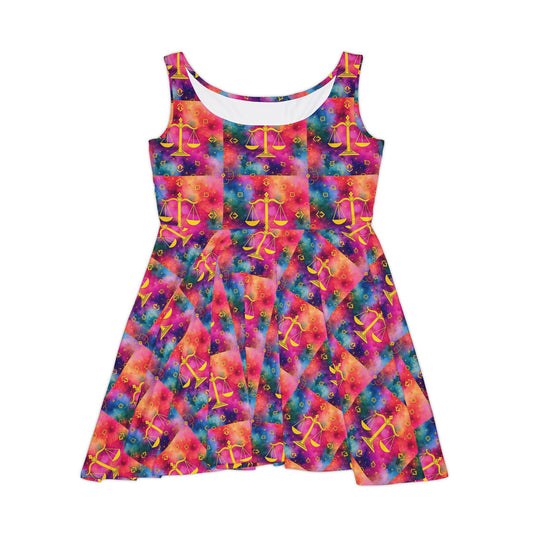 Women's Skater Dress, AOP, Zodiac v1, Libra, Pattern