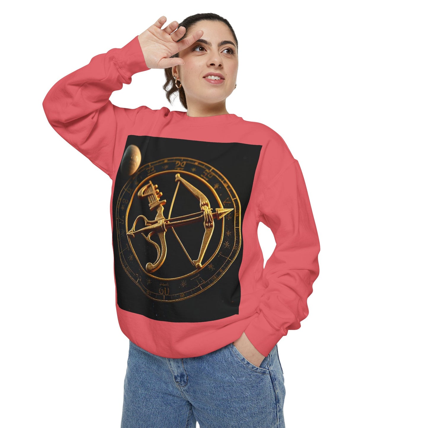 Garment-Dyed Sweatshirt, Unisex, Space Symbol Design, Sagittarius