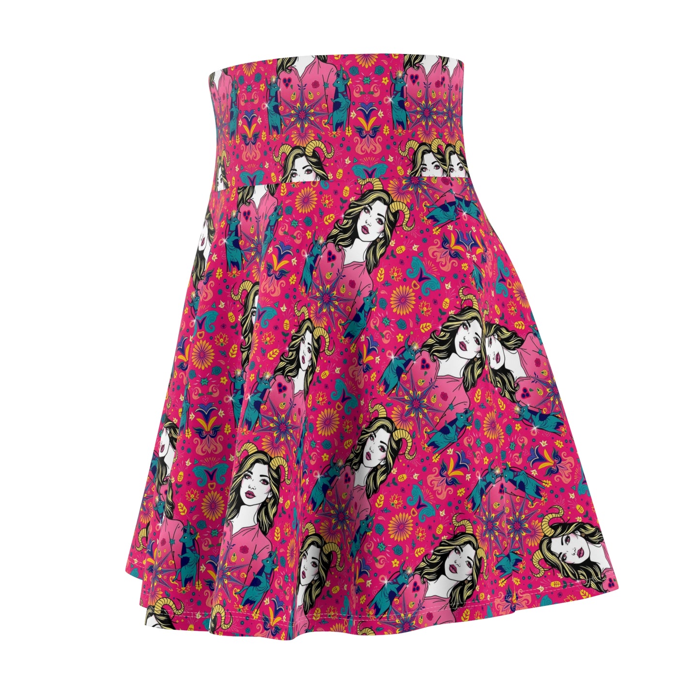 Women's Skater Skirt, (AOP), Capricorn, Zodiac v4, Sexy Pattern