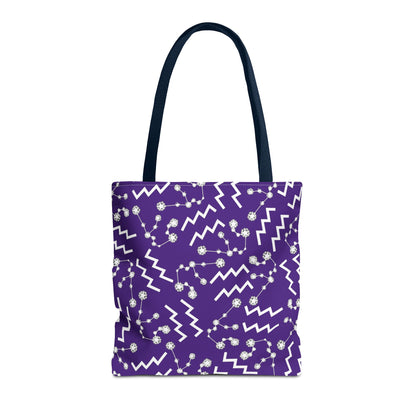 Tote Bag, Aquarius Zodiac Sign, AOP, (Purple, White)