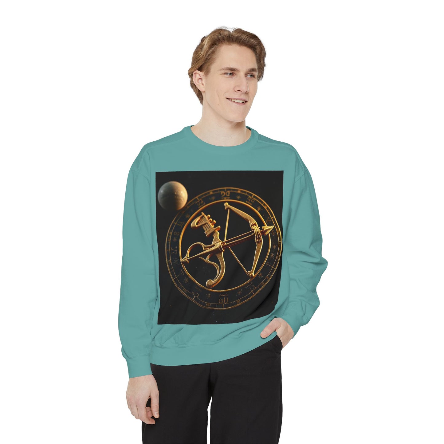Garment-Dyed Sweatshirt, Unisex, Space Symbol Design, Sagittarius