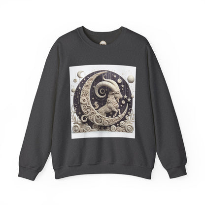 Unisex Heavy Blend™ Crewneck Sweatshirt, Stone Moon, Capricorn Zodiac Design