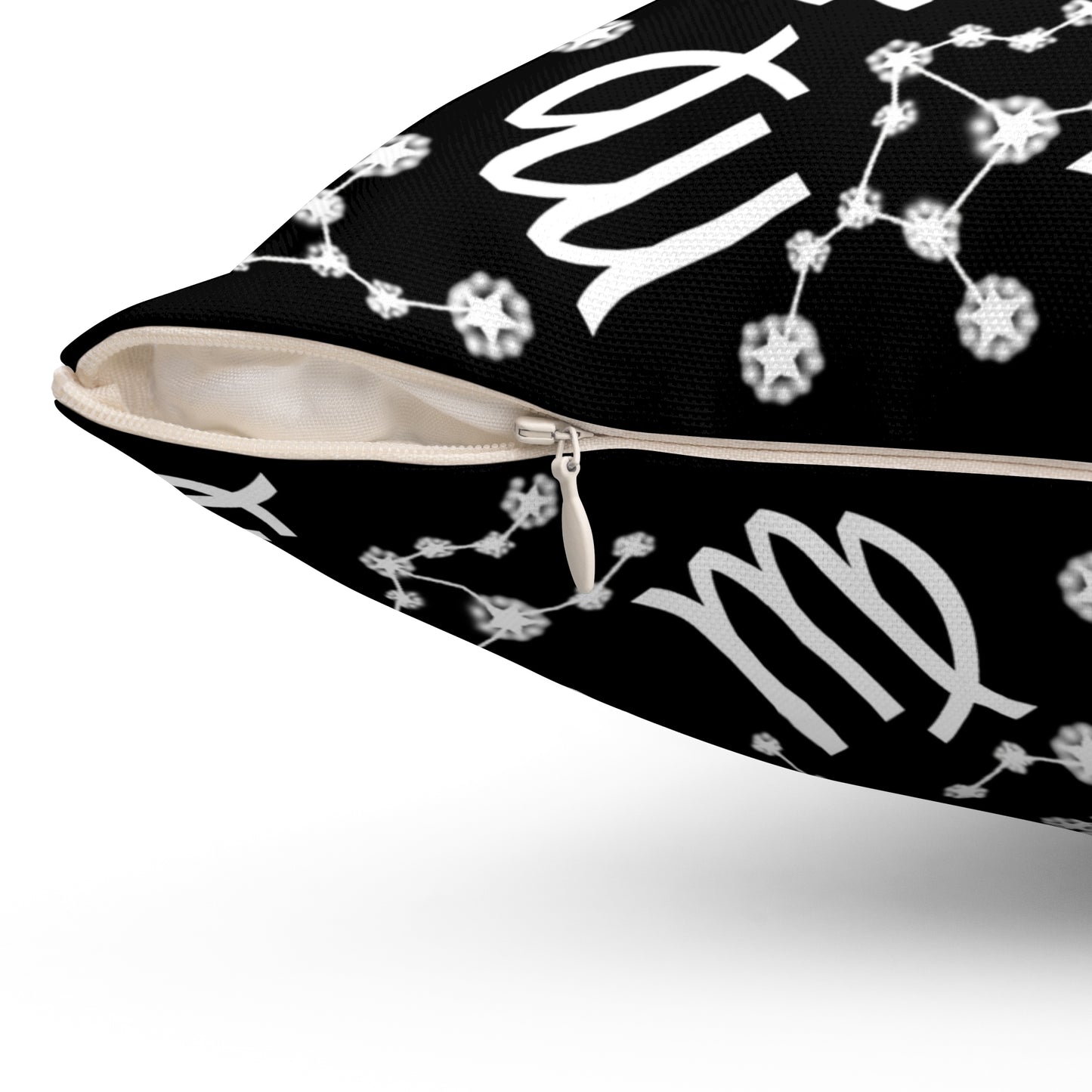 Zodiac Spun Polyester Square Pillow Virgo Zodiac Sign Black Pillow