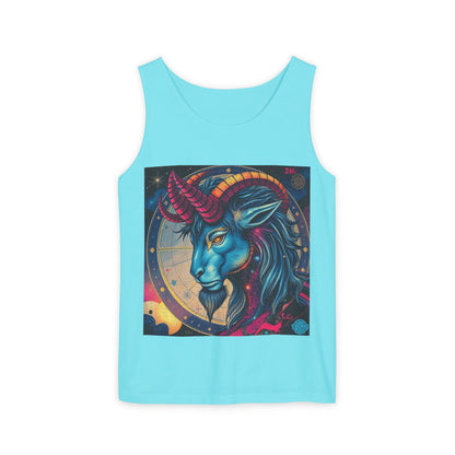 Unisex Garment-Dyed, Tank Top, Capricorn, Pop Art, 100% US cotton