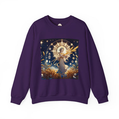 Unisex Heavy Blend™ Crewneck Sweatshirt, anime girl in wheat field, Virgo Zodiac Design