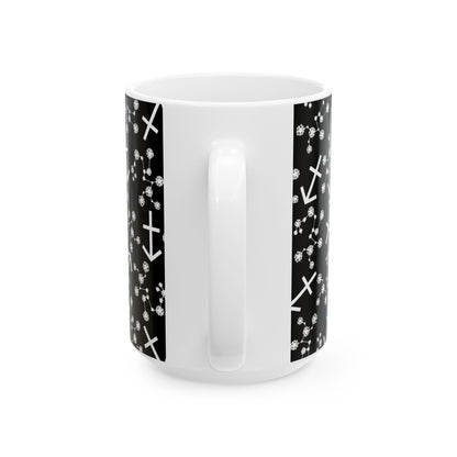 Ceramic Mug, (11oz, 15oz), Ceramic Coffee Mug, Black AOP, Sagittarius Zodiac Design