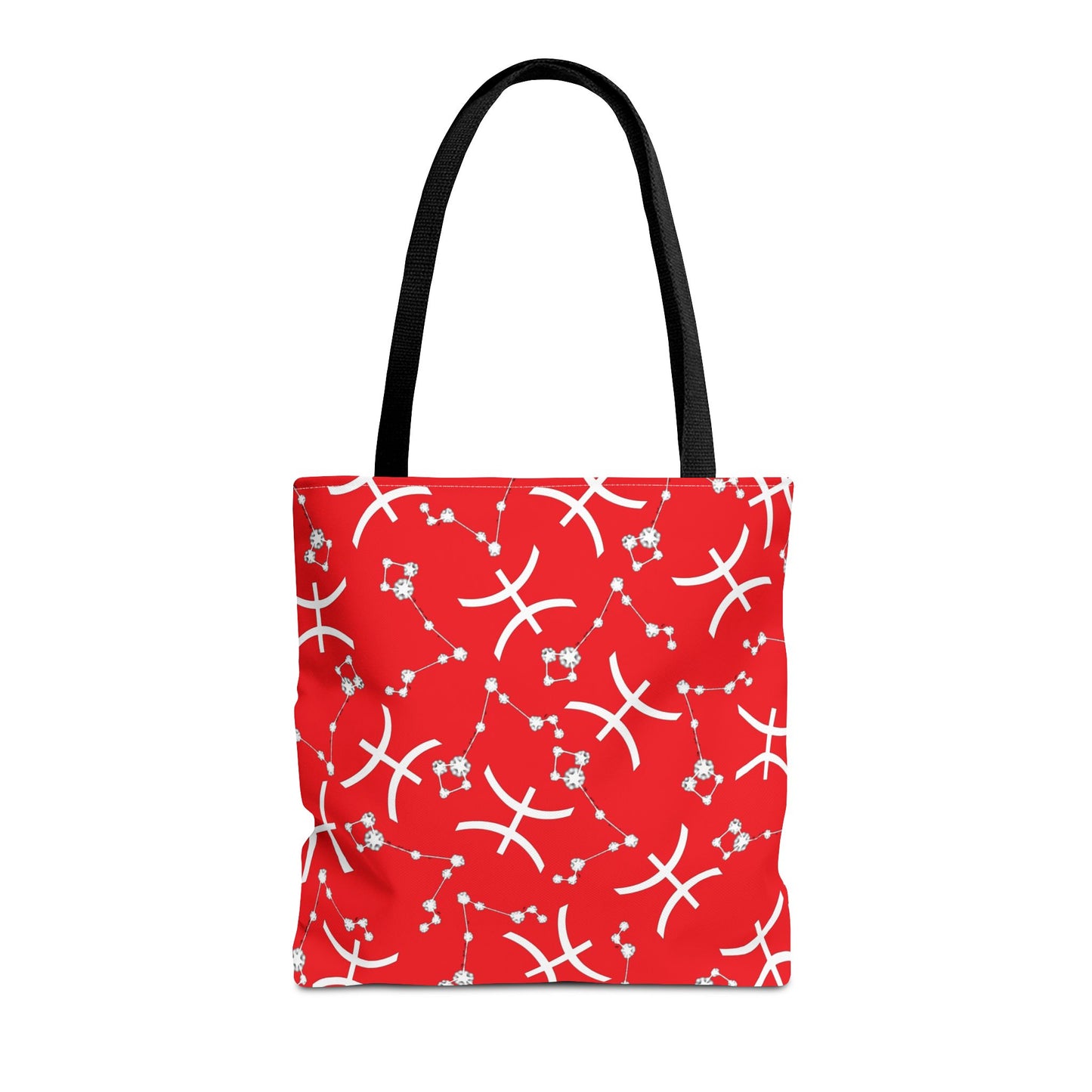 Tote Bag, Pisces Zodiac Sign, AOP, (Red, White)