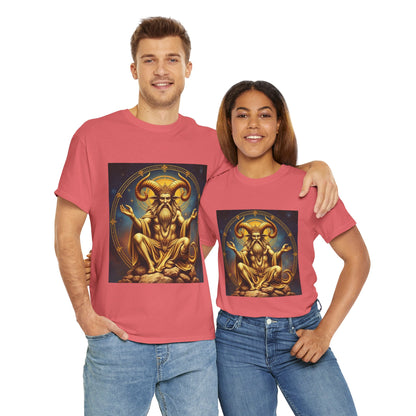 Unisex Heavy Cotton T-Shirt, On The Throne, Taurus Zodiac Design