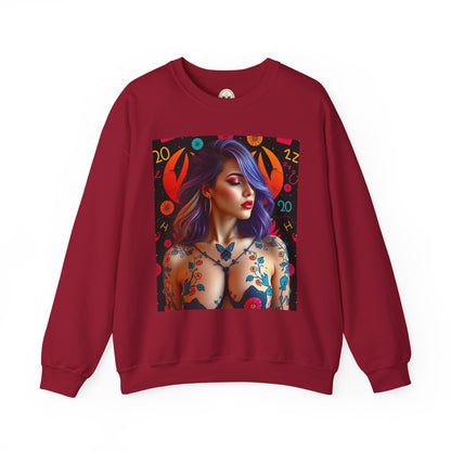 Unisex Heavy Blend™ Crewneck Sweatshirt, Cancer, Zodiac v3, Sexy Pattern