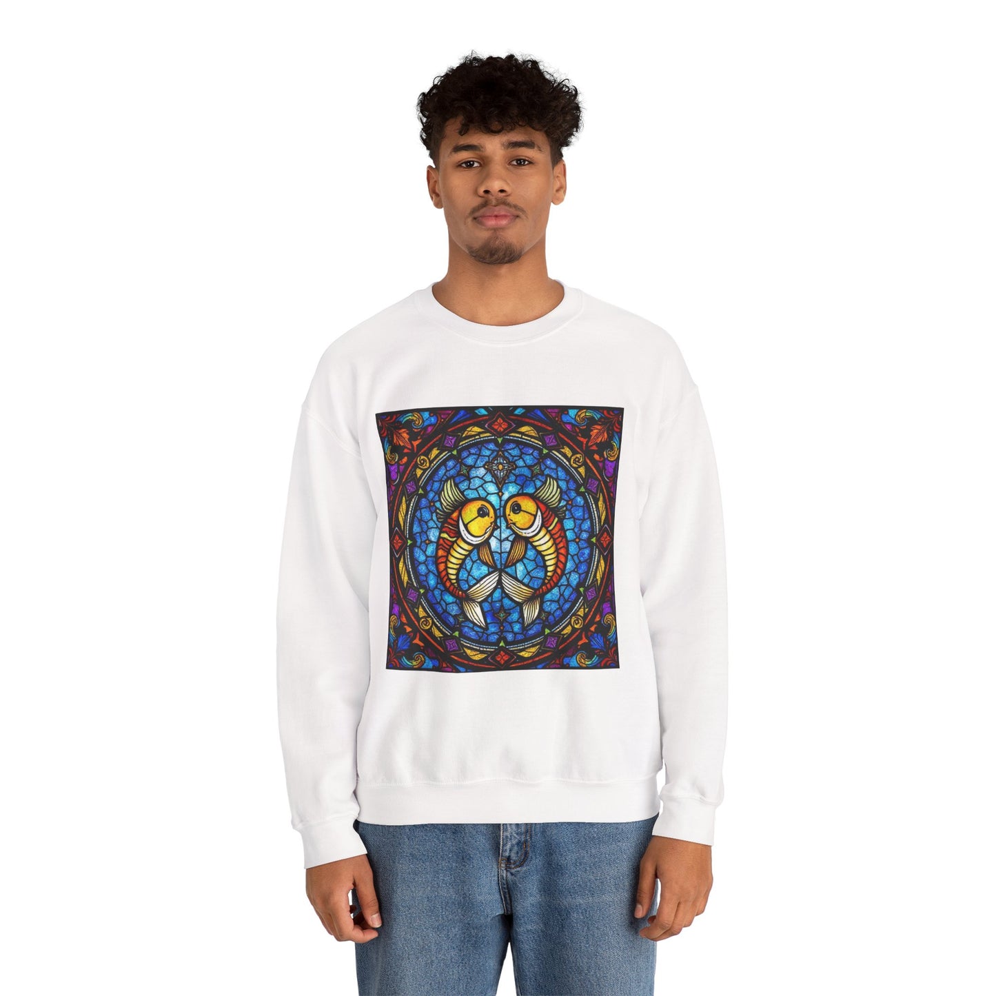 Unisex Heavy Blend™ Crewneck Sweatshirt, Glass 1, Pisces Zodiac Design