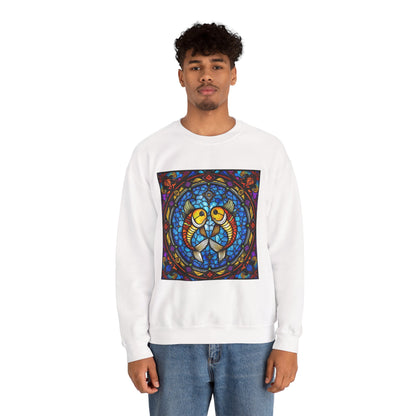 Unisex Heavy Blend™ Crewneck Sweatshirt, Glass 1, Pisces Zodiac Design