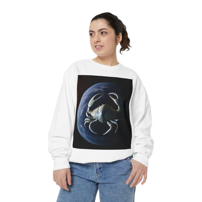 Garment-Dyed Sweatshirt, Unisex, Space Animal Design, Cancer